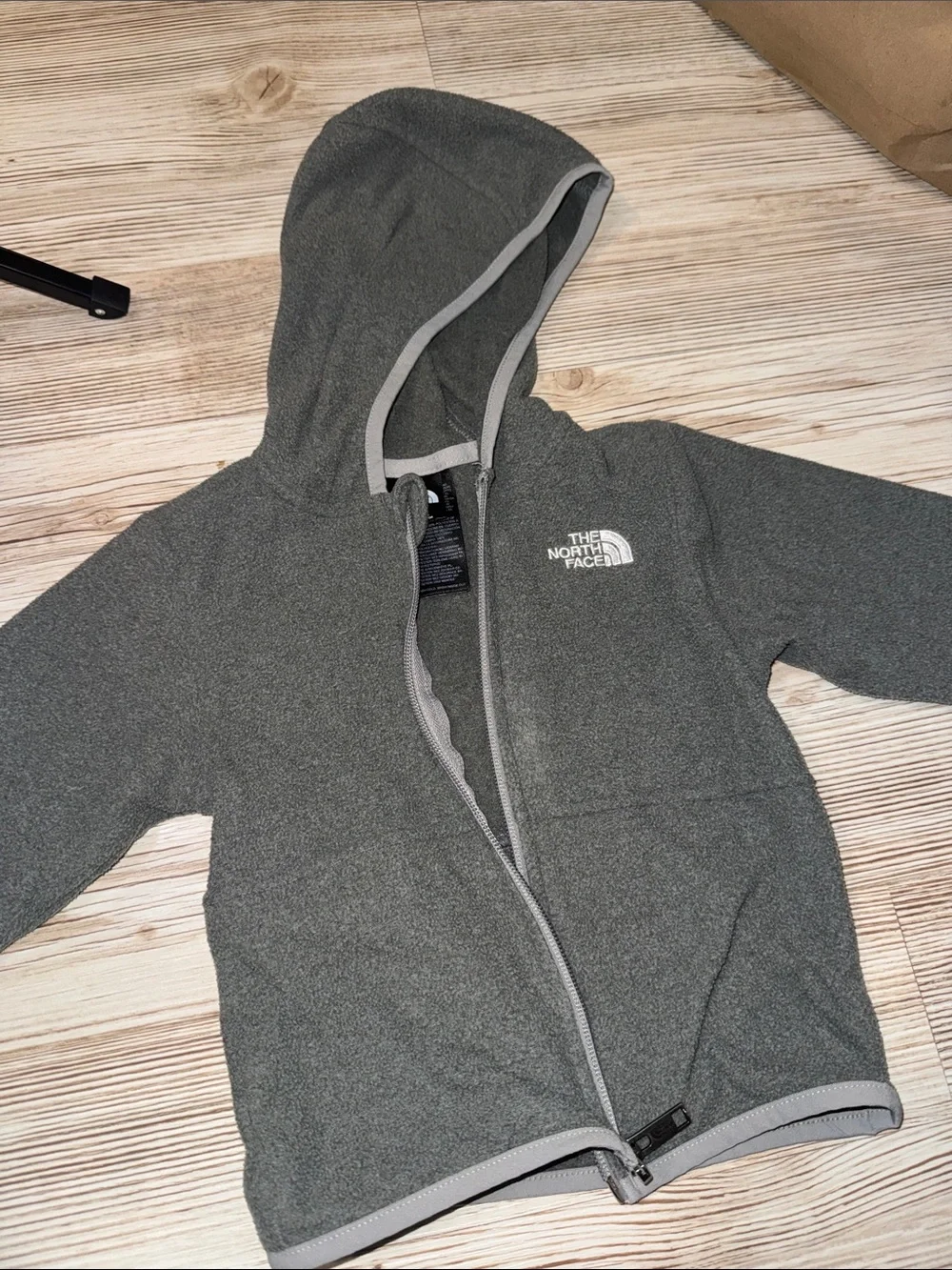 The North Face Kids Gray Hooded Fleece Jacket with Logo